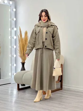 ست کت و دامن فوتر جیب نما