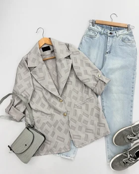 کت ژاکارد دو دکمه(70) کد 3635