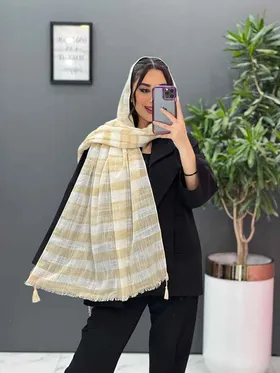 شال لینن طرح راه راه درشت