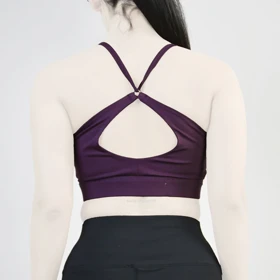 نیم‌تنه ورزشی زنانه جیم شارک مدل PB-4H0248 بادمجانی