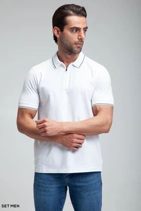 تیشرت یقه دار نیم زیپ