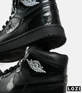 کفش کتانی مردانه و زنانه ساق‌دار مشکی NIKE jordan 1