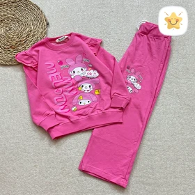 بلوز شلوار دخترانه بگ جنس پنبه برند DENIZ ملودی مناسب 6 تا 9 سال