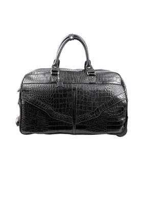 ساک مسافرتی چرخ‌دار چرم مدل آندس (مشکی)