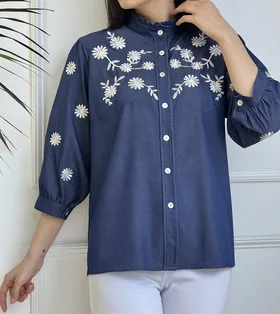 شومیز جین گلدوزی