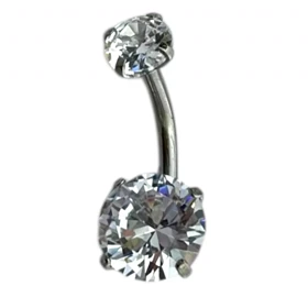 پیرسینگ ناف استیل نگین‌دار - درخشش ظریف