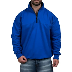 دورس مردانه یقه نیم زیپ آبی طرح ساده