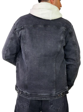 کت جین مردانه گرم بالا کاپشن رنگ ذغالی کد 0345