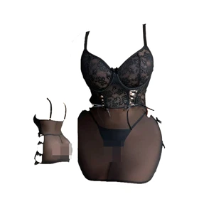 لباس خواب فنردار مشکی برند سولین کد 1123