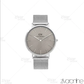 ساعت دنیل ولینگتون مردانه نقره ای بند حصیری صفحه طوسی خطی 106100