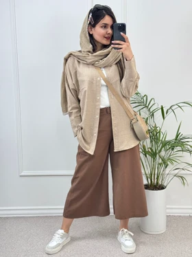 شلوار لینن واید لگ