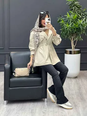 بارانی کلاه دار آستین دو دکمه