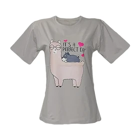 تیشرت زنانه نخ پنبه طرح لاما