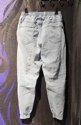 شلوار اسلش جین زاپ‌دار آبی یخی