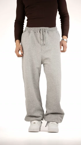 شلوار جاگر فول بگ طوسی ملانژ فوق‌العاده شیک ترند 2026