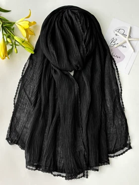 شال مشکی دانتل گل