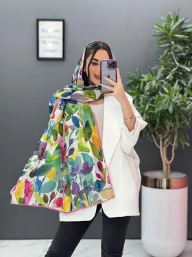 شال آبرنگی طرح برگ
