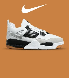 کتانی ساق‌دار زنانه و مردانه سفید مشکی Nike air jordan 4 مدل 6593