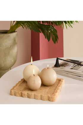 ظرف پذیرایی Karaca Home مدل Terra Traverten مرمر - کرم