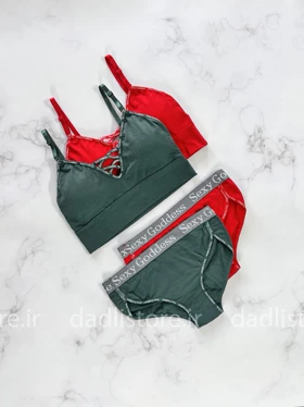 ست نیم‌تنه شورت اسپورت نخی طرح Sexy Goddess