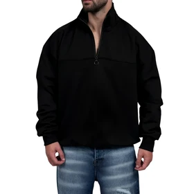 دورس مردانه یقه نیم زیپ مشکی طرح ساده