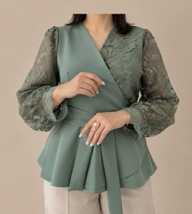 شومیز مجلسی زنانه مدل چپ و راستی (سبز صابونی)