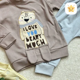 بلوز شلوار نوزادی مدل خرس عینکی کد 0323