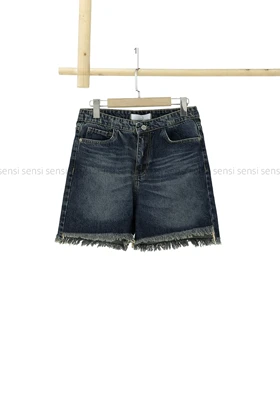 شلوارک جین پایین ریش کد1005732