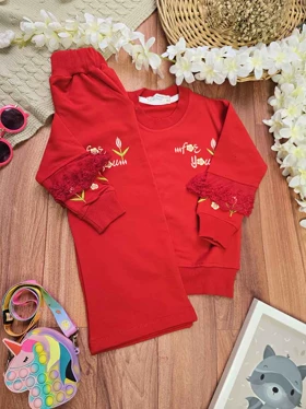 بلوز شلوار دخترانه طرح لاله گلدوزی