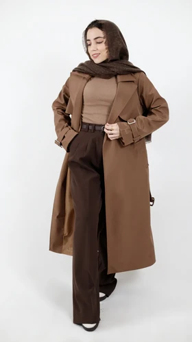 بارانی بلند آستر دار سانتانا مدل بیسیک