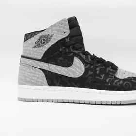 کتانی جردن 1 ساق‌دار مشکی طوسی کد 6624