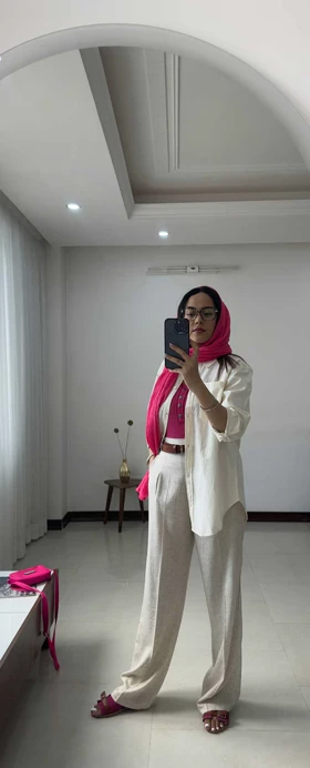 شومیز راه راه کرمی 35614