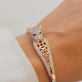 بنگل زنانه طرح ببر کارتیر فول نگین ژوپینگ