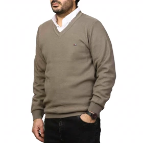 پلیور بافت یقه هفت فندوقی مردانه مدل 669855