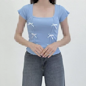 تیشرت کراپ زنانه پاپیون