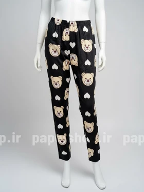 شلوار مخمل استیکردار طرح قلب و خرس