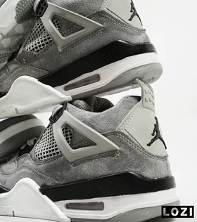 کفش کتانی ساق‌دار مردانه طوسی سفید Nike air jordan 4