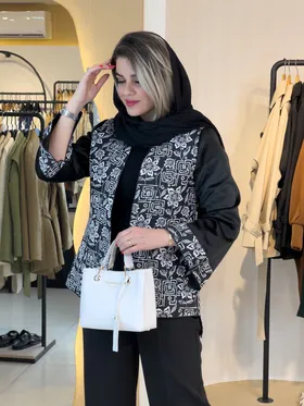 کت ژاکارد آستین پوست گل‌دار 120501