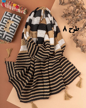 شال پلیسه طرحدار وارداتی مشکی و کرم 3512
