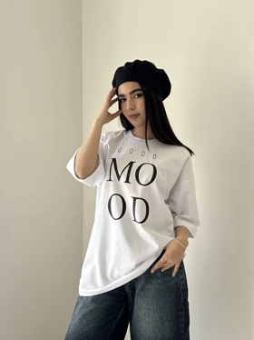 تیشرت لانگ فونتی سفید هیمه استایلیش