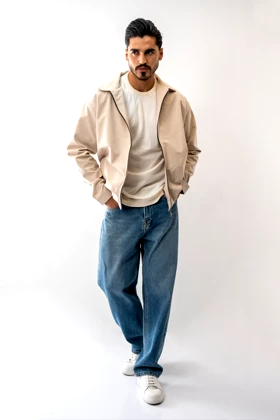 کت کتان زیپ‌دار مردانه