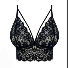 ست شورت و نیم‌تنه زنانه مدل گیپور فانتزی رنگ مشکی