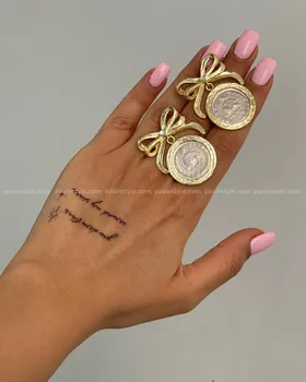 گوشواره سکه دوریالی پاپیونی