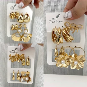 پک گوشواره طلایی فشن زنانه 921