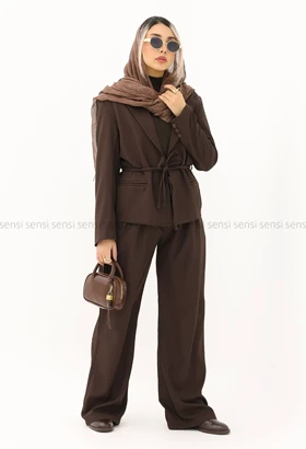 ست کت شلوار کرپ کمر بندی کد1005279