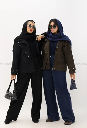 بارانی یقه ایستاده جلو زیپ کد1004628