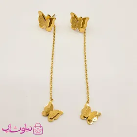 گوشواره آویز طرح پروانه دو تکه