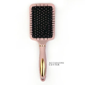 برس مو زنانه سیلیکونی مدل پارویی صورتی