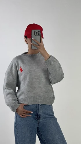 بلوز بافت یقه گرد STAR کد 1500189 (طوسی)