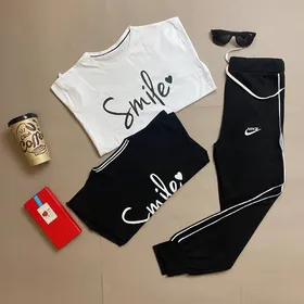 کراپ تیشرت طرح smile